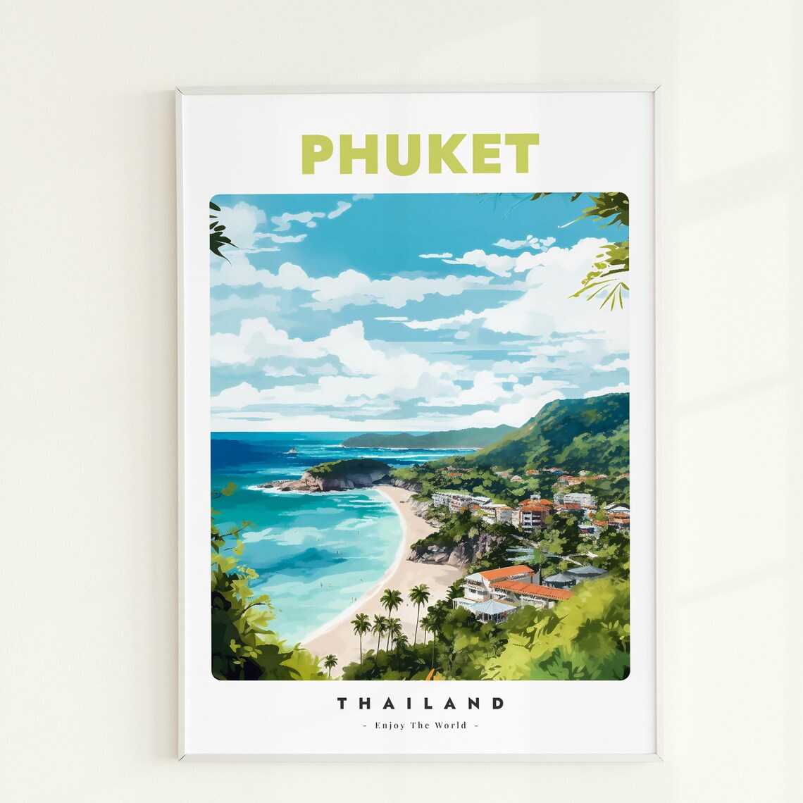 Phuket Thailand Vintage Travel Beach Bay Tropical Island Poster