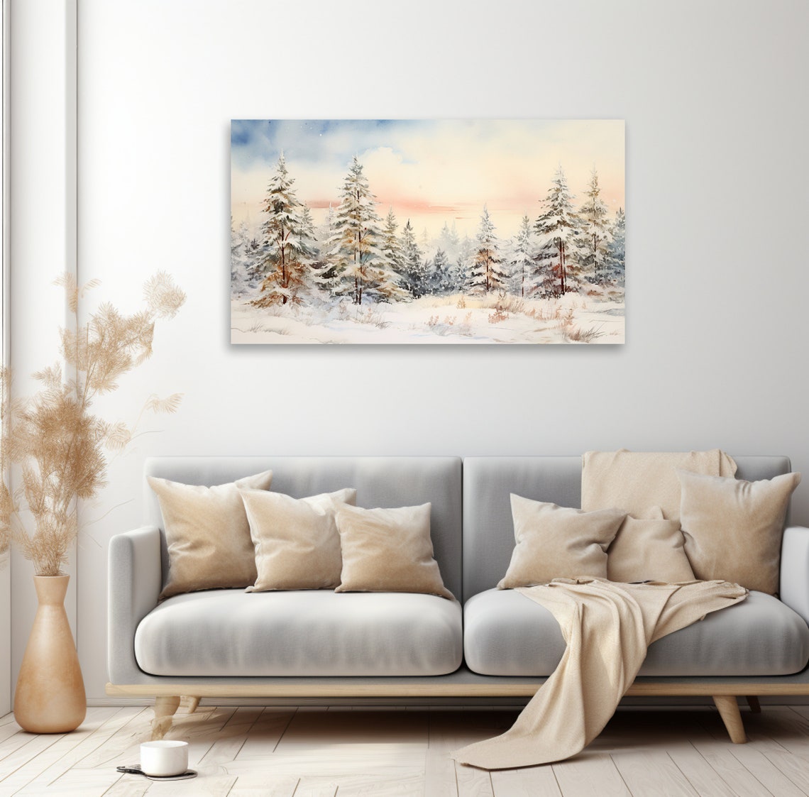 Snowy Pine Trees Winter Watercolor Christmas Landscape Poster - Image 2