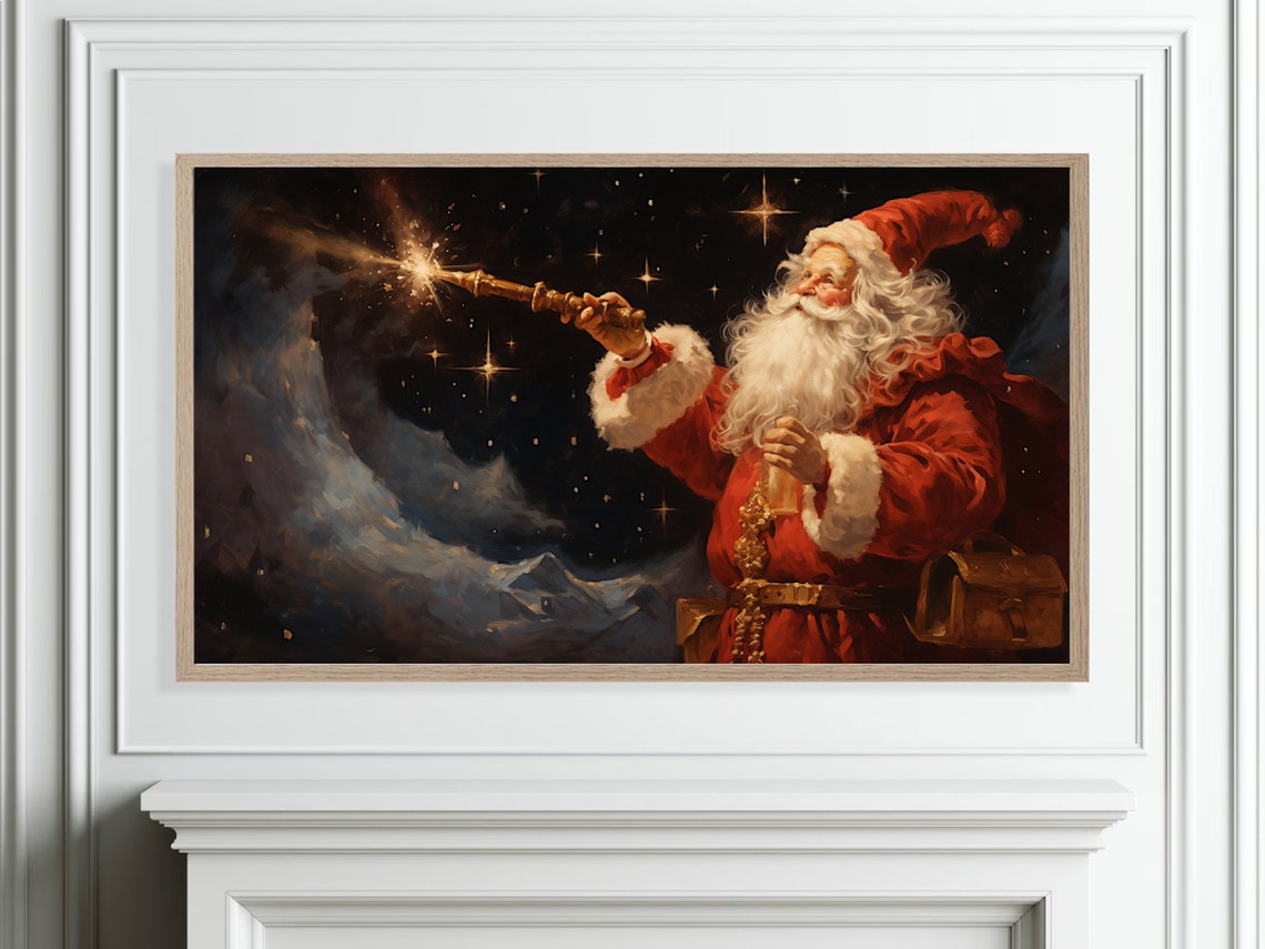Santa Claus With A Glowing Wand Under A Magical Starry Sky Poster - Image 4