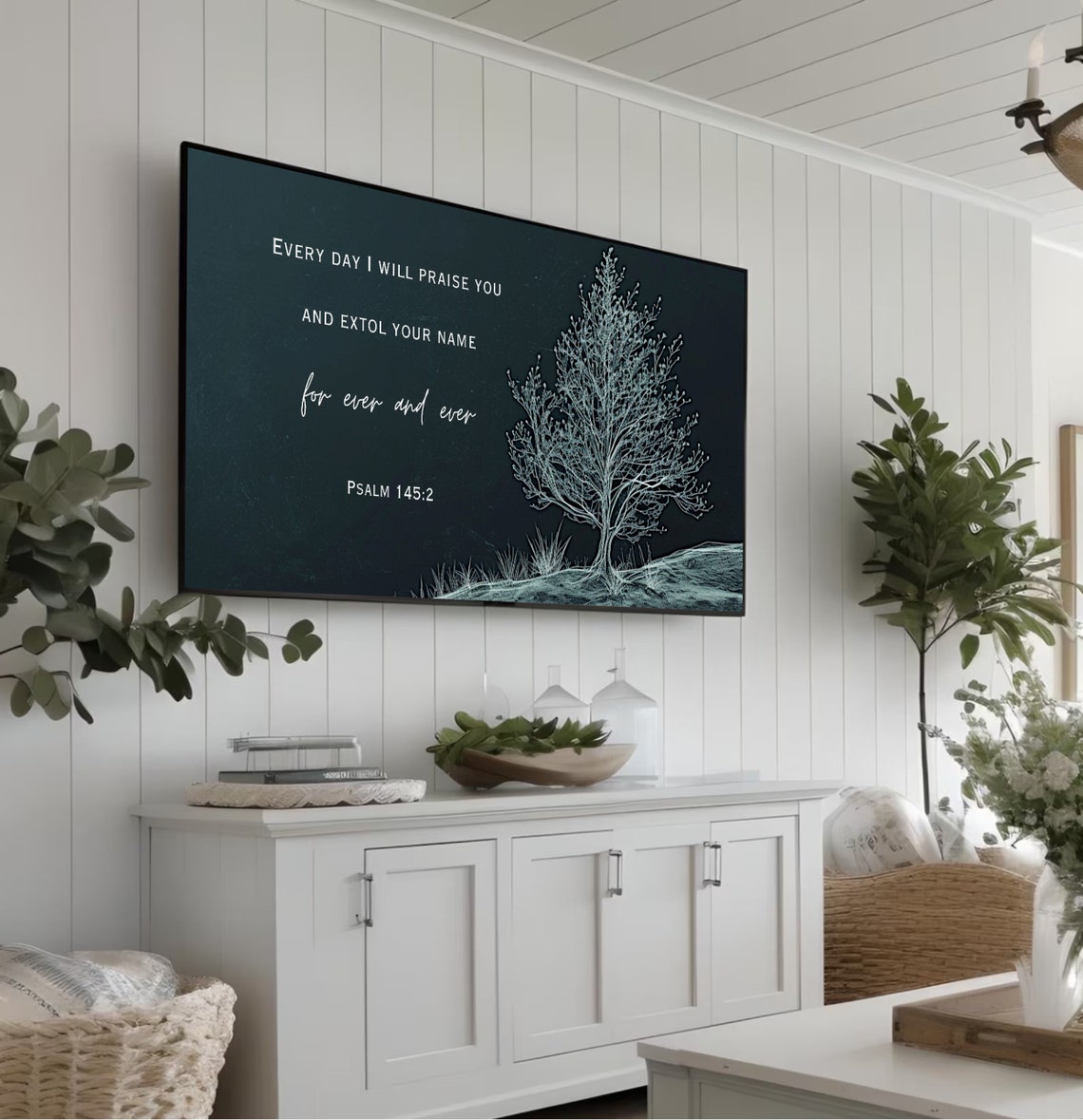 Frame Tv Christian Art Bible Verse Psalm 145 Scripture I Will Praise You And Extol Your Name For Ever And Ever Bible Quote Frame Tv - Image 4