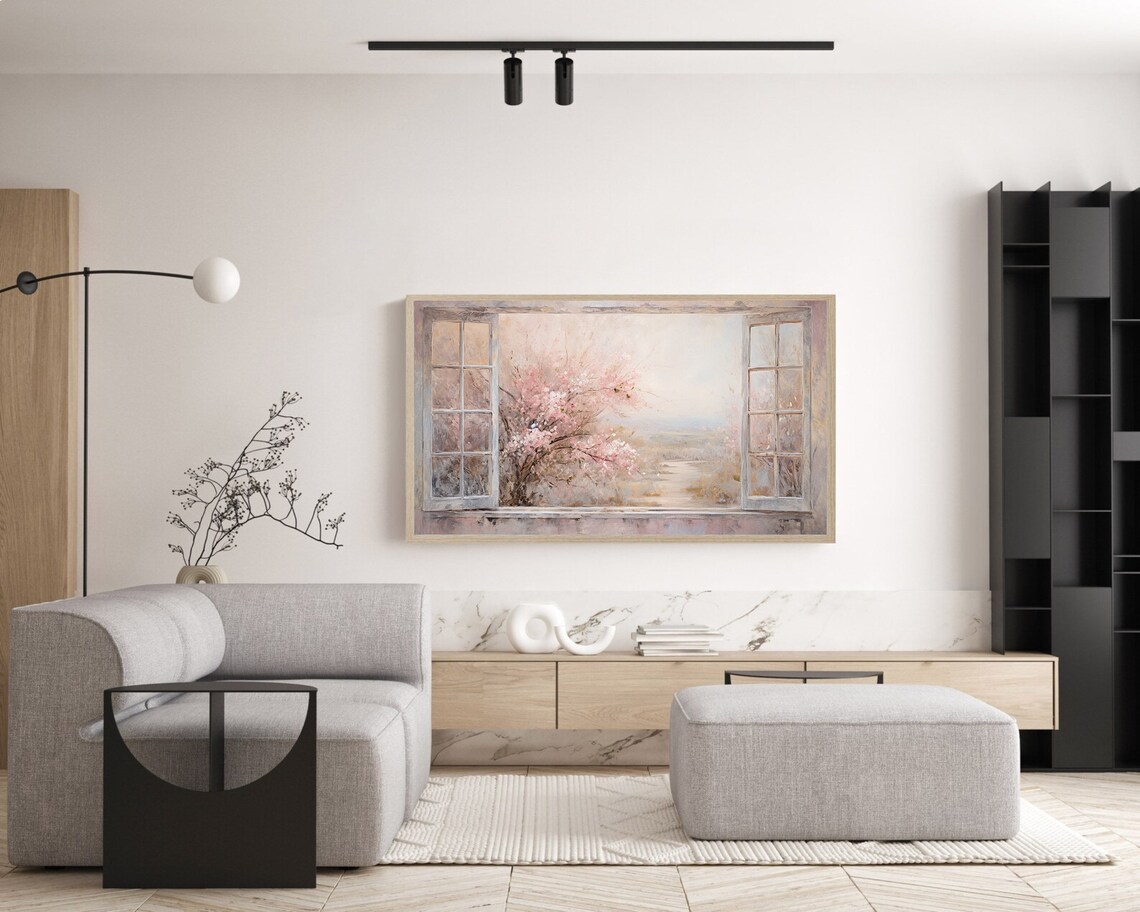 Open Window Cherry Blossom Spring Morning Oil Painting Poster - Image 5