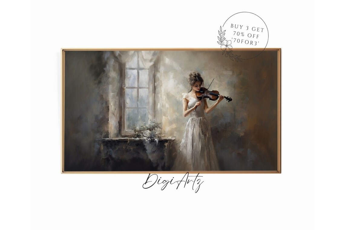 Woman Playing Violin, Moody Victorian Portrait Print
