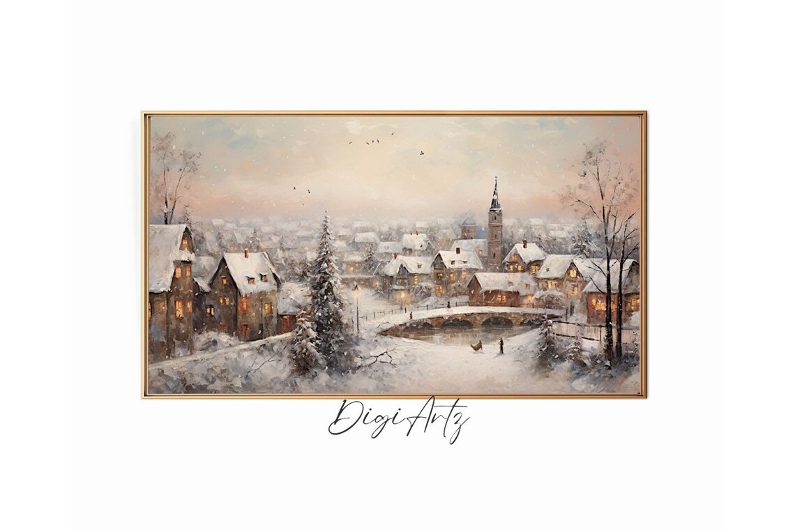 Winter Dawn Over A Snow Covered Village With Church Tower Poster
