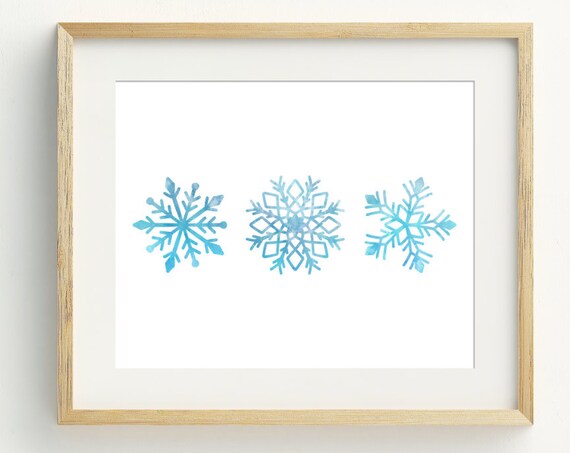 Snowflakes Christmas Wall Art Print, Holiday Decor