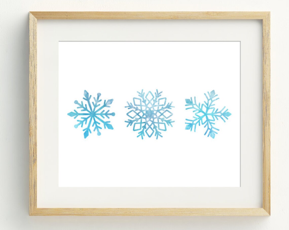 Snowflakes Christmas Wall Art Print, Holiday Decor