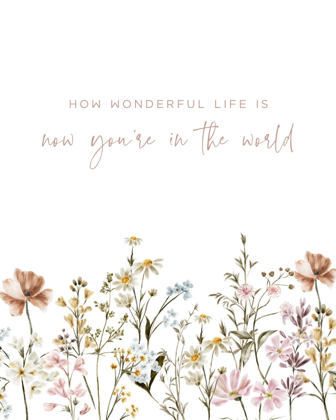 How Wonderful Life Is New Baby Wildflower Nursery Wall Print - Image 2