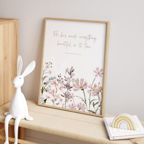 Christian Nursery Wall Art For Baby Girl Nursery Bible Verse Nursery Wall Decor With Wildflowers Baby Shower Gift Ecclesiastes Scripture