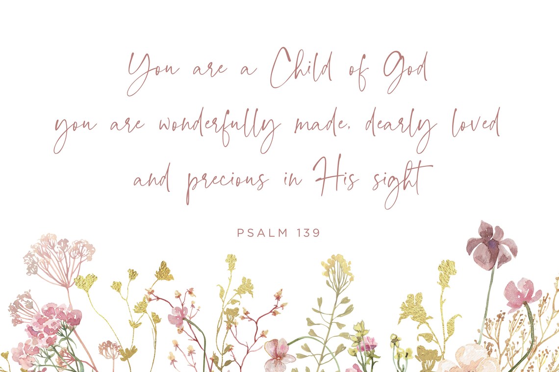 Christian Nursery Scripture Floral Wall Art Print - Image 2
