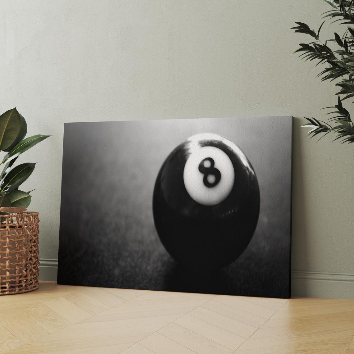 Black 8 Ball Macro Vintage Photo Billiards Game Room Art Poster