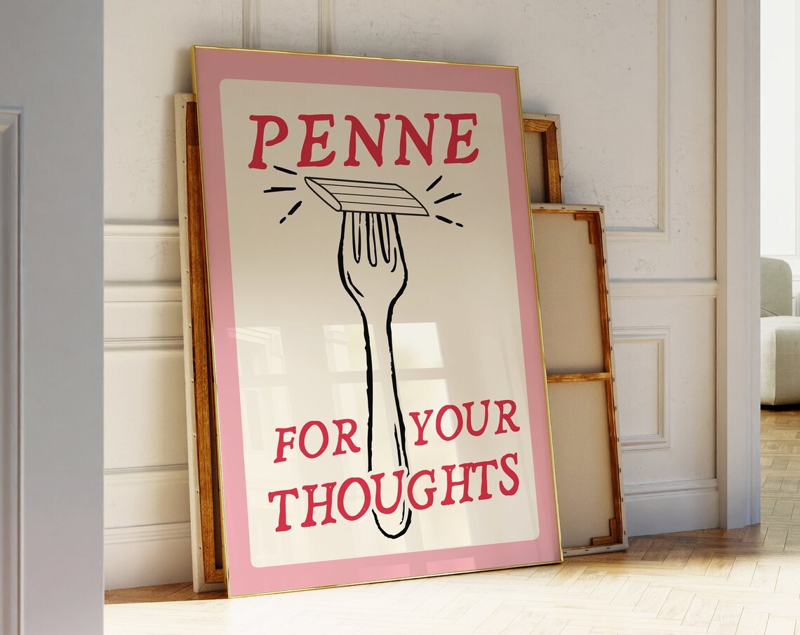 Penne For Your Thoughts? Retro Pasta Poster