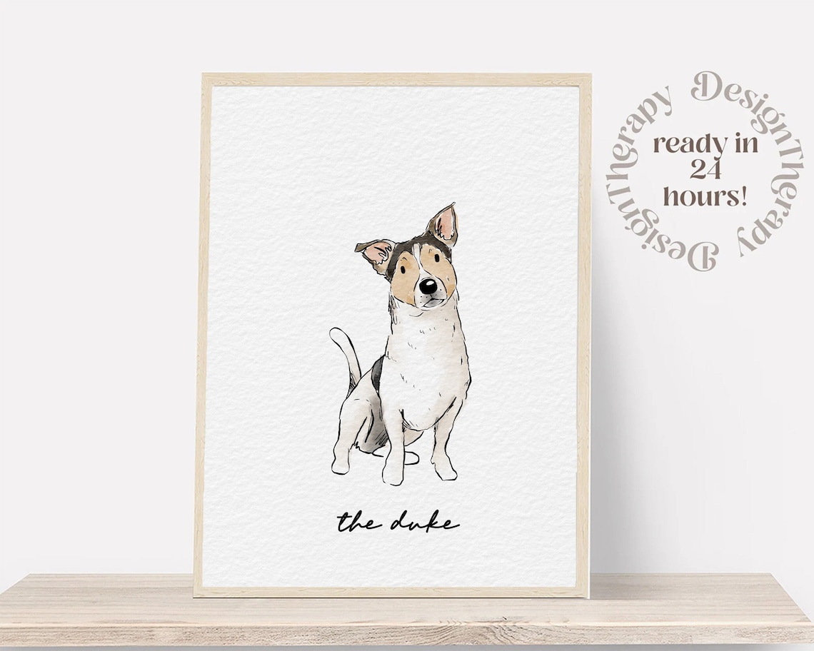 Minimal Pet Watercolor Dog Portrait Art Print