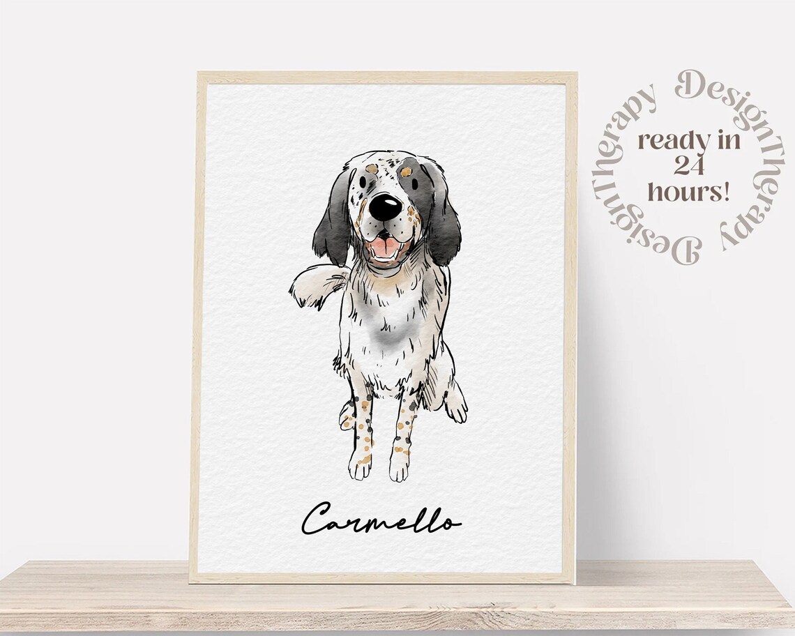 Minimal Pet Watercolor Dog Portrait Memorial Print