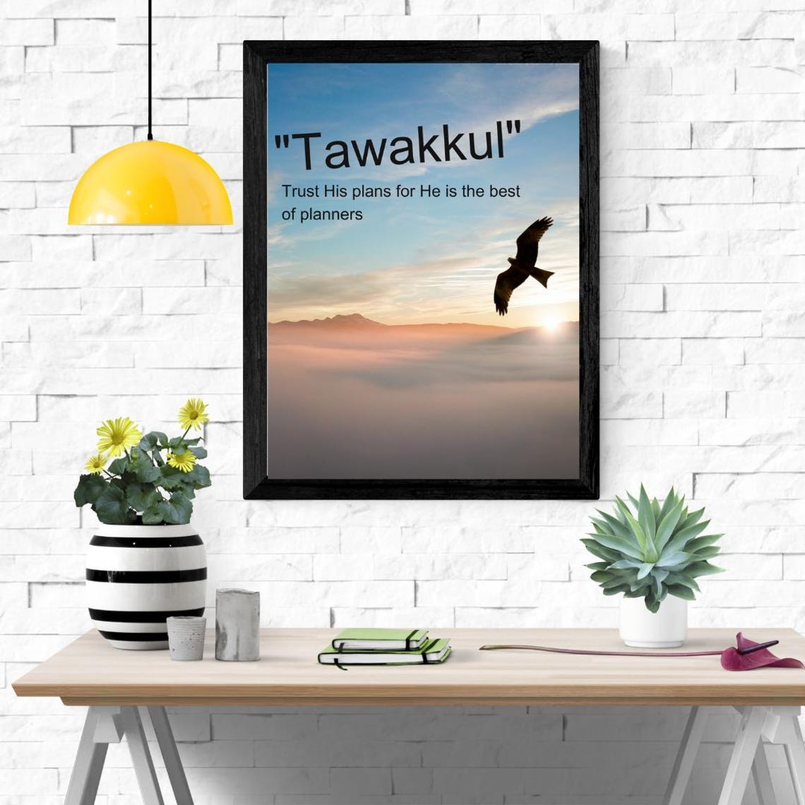 Tawakkul Trust His Plans Soaring Eagle at Sunrise Quote Poster