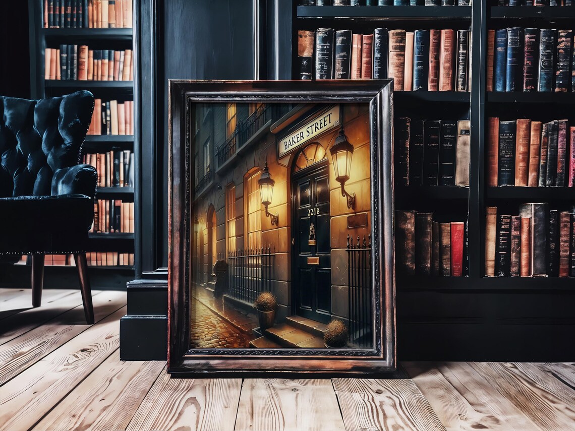 Sherlock Holmes 221B Baker Street London Door Vintage Art Poster