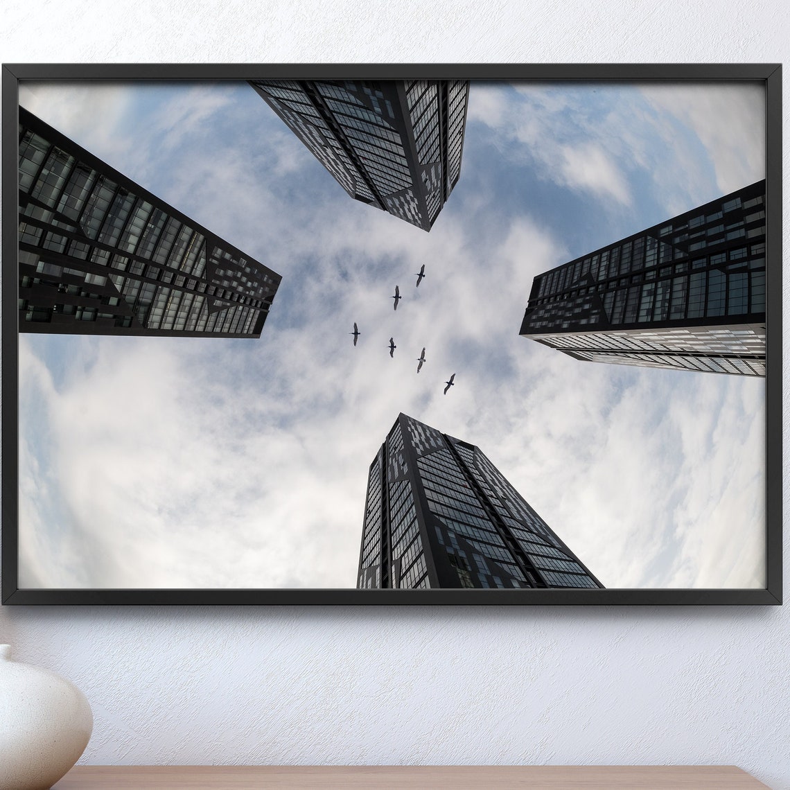 Birds Flying Skyscraper Print Architecture Wall Print Skyscraper Wall Print Building Print Black And White Print Minimalist Art