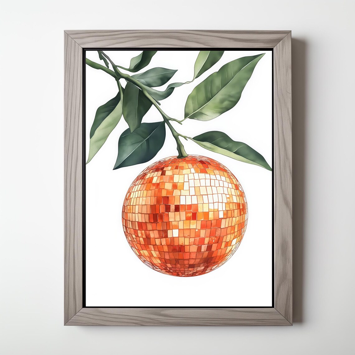 Retro Orange Disco Mirror Ball Bar Cart Art Print - Image 5