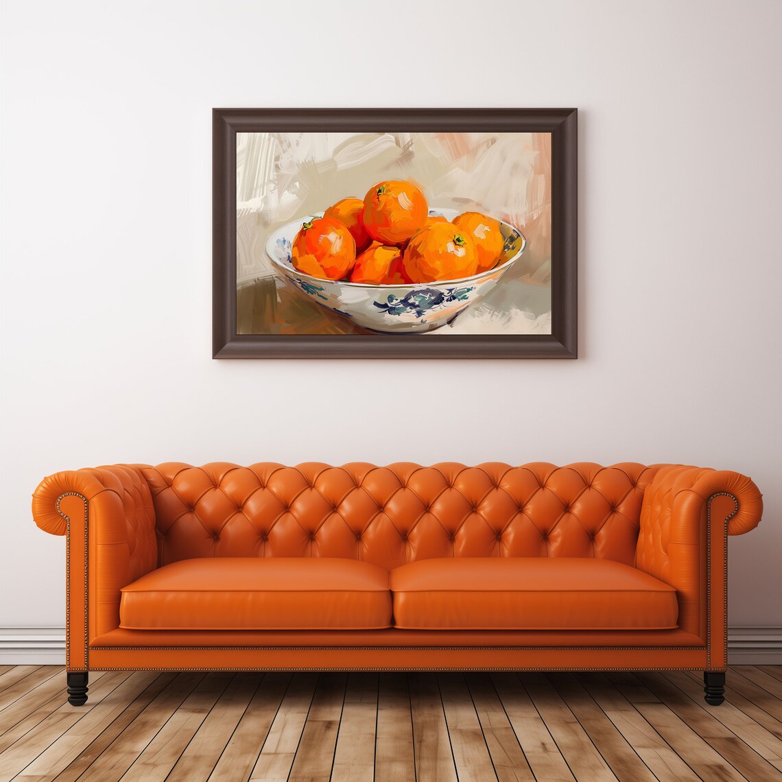 Bowl Of Oranges Still Life Oil Painting Citrus Kitchen Wall Art - Image 2