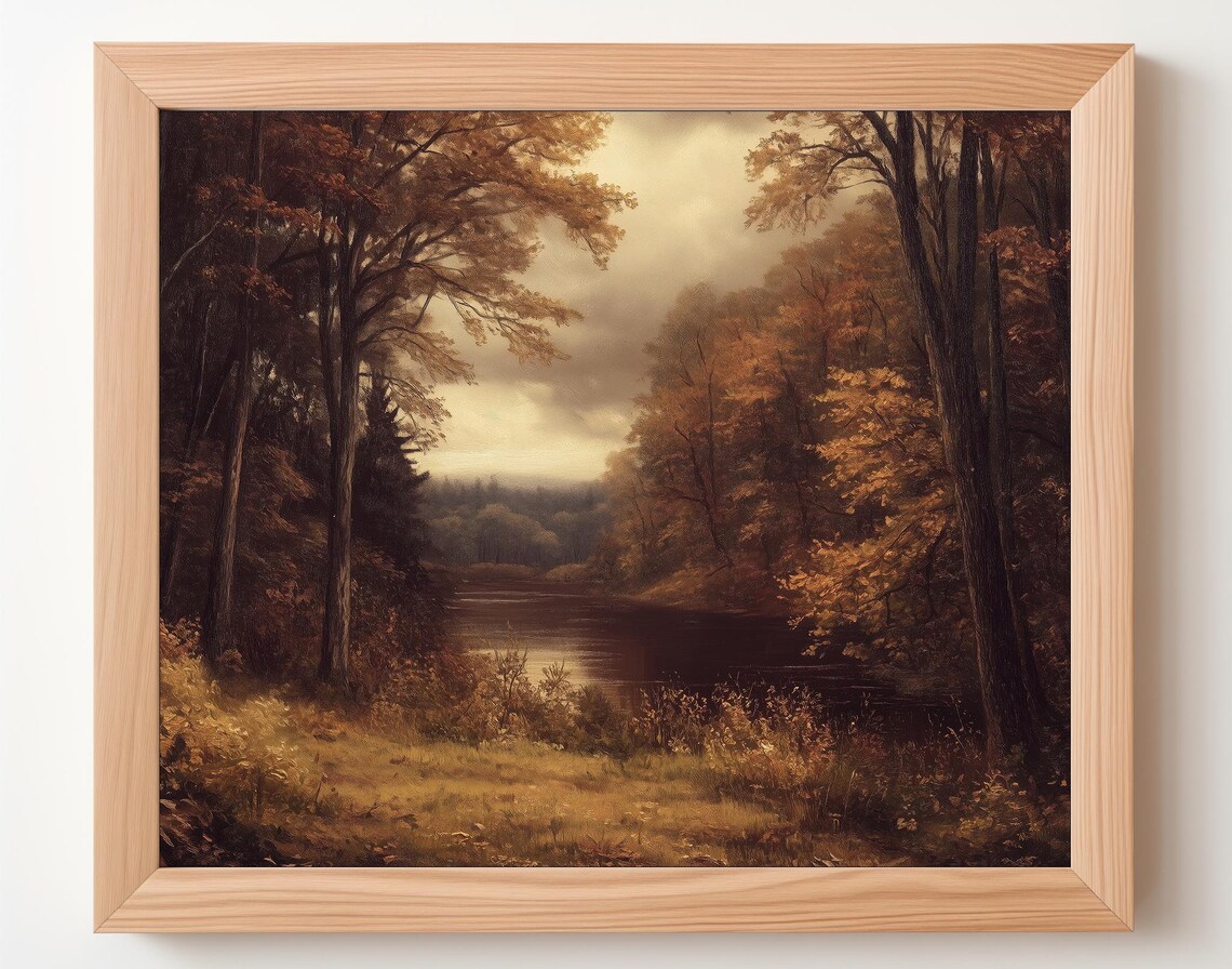 Dark Moody Fall Landscape, Vintage Art Print - Image 5