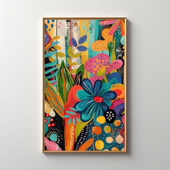 Maximalist Abstract Art, Colorful Poster Print