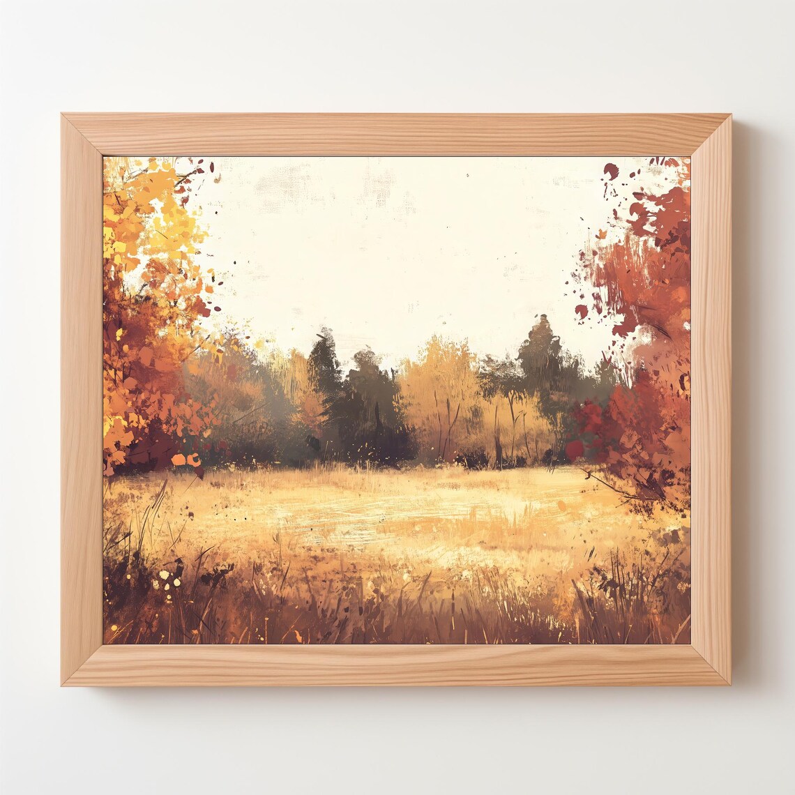 Autumn Meadow Golden Grass Orange Foliage Vintage Nature Art Poster - Image 5