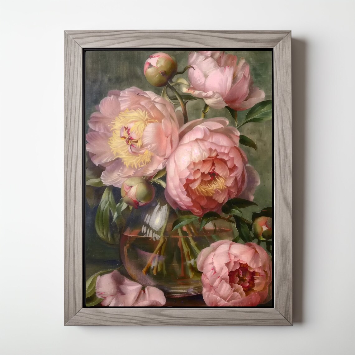 Moody Pink Peonies In Glass Vase Dark Vintage Floral Still Life Poster - Image 5