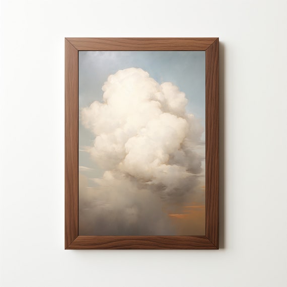 Vintage Clouds Oil Painting Wall Art Neutral Academia Cottagecore Nursery Wall Art Instant 207