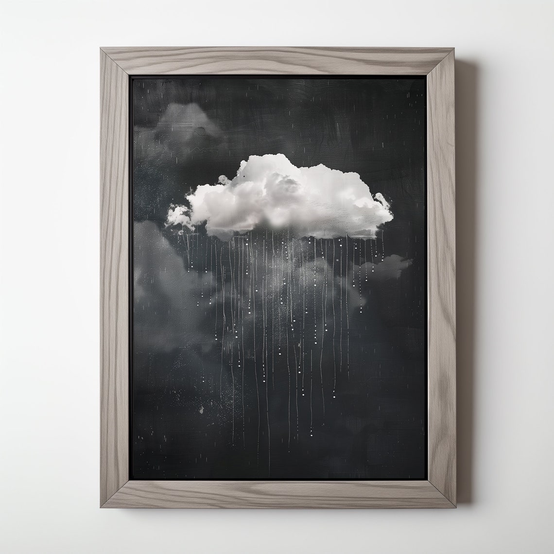 Dark Rain Cloud Painting Moody Black Storm Cloud Dramatic Sky Wall Art - Image 5