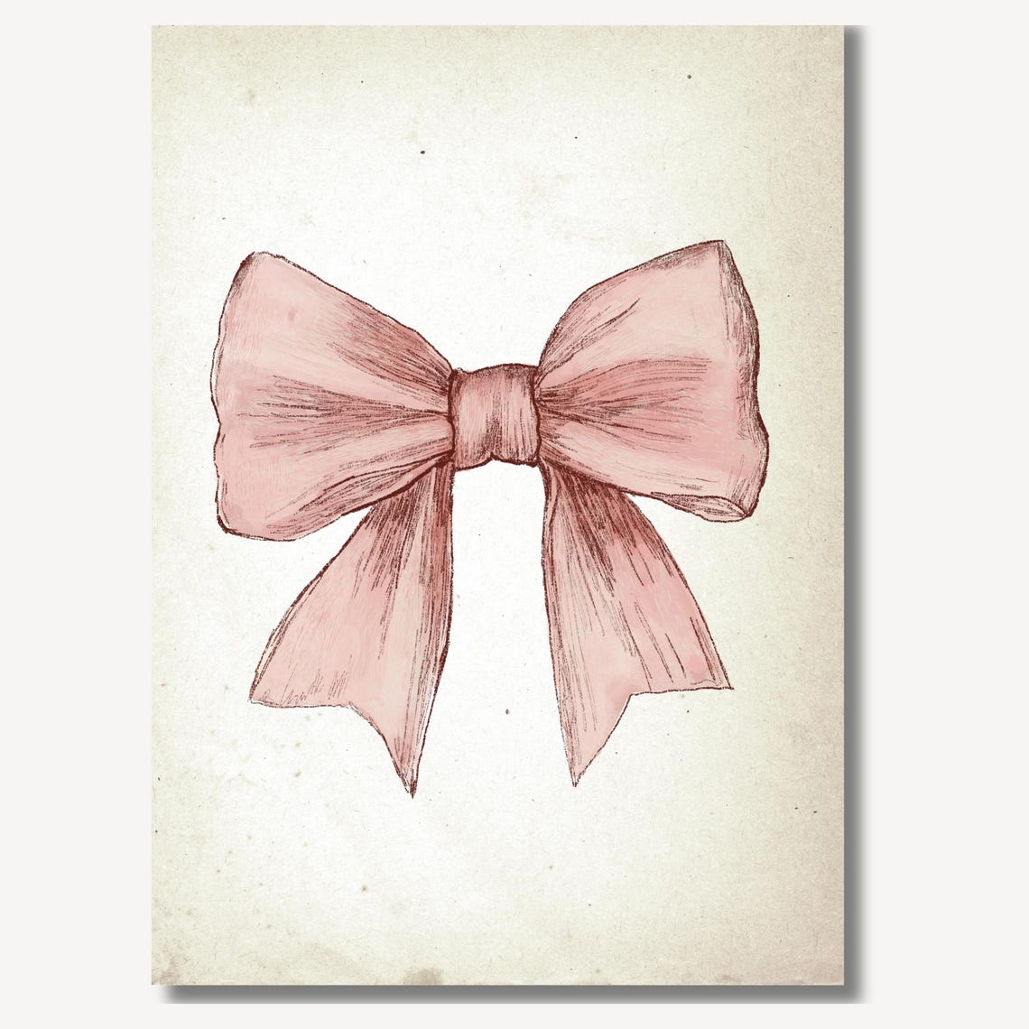 Blush Pink Bow Sketch Minimalist Preppy Chic Nursery Wall Art - Image 2