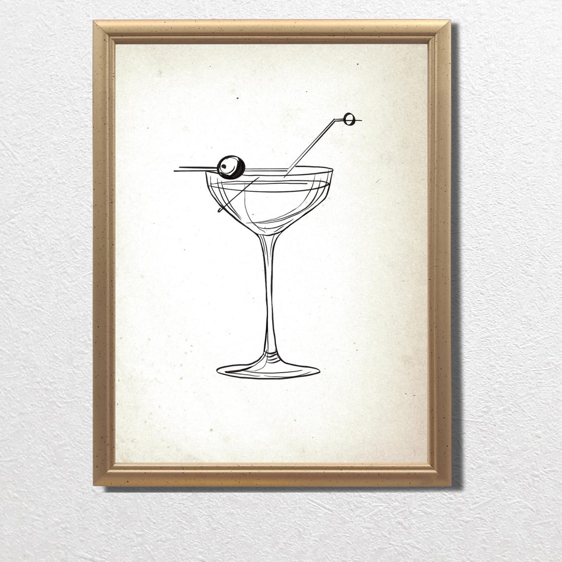Minimalist Line Art Martini Glass Cocktail Bar Decor Wall Poster - Image 3