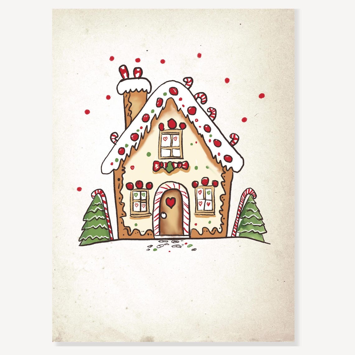 Gingerbread House Christmas Illustration Rustic Holiday Poster - Image 2