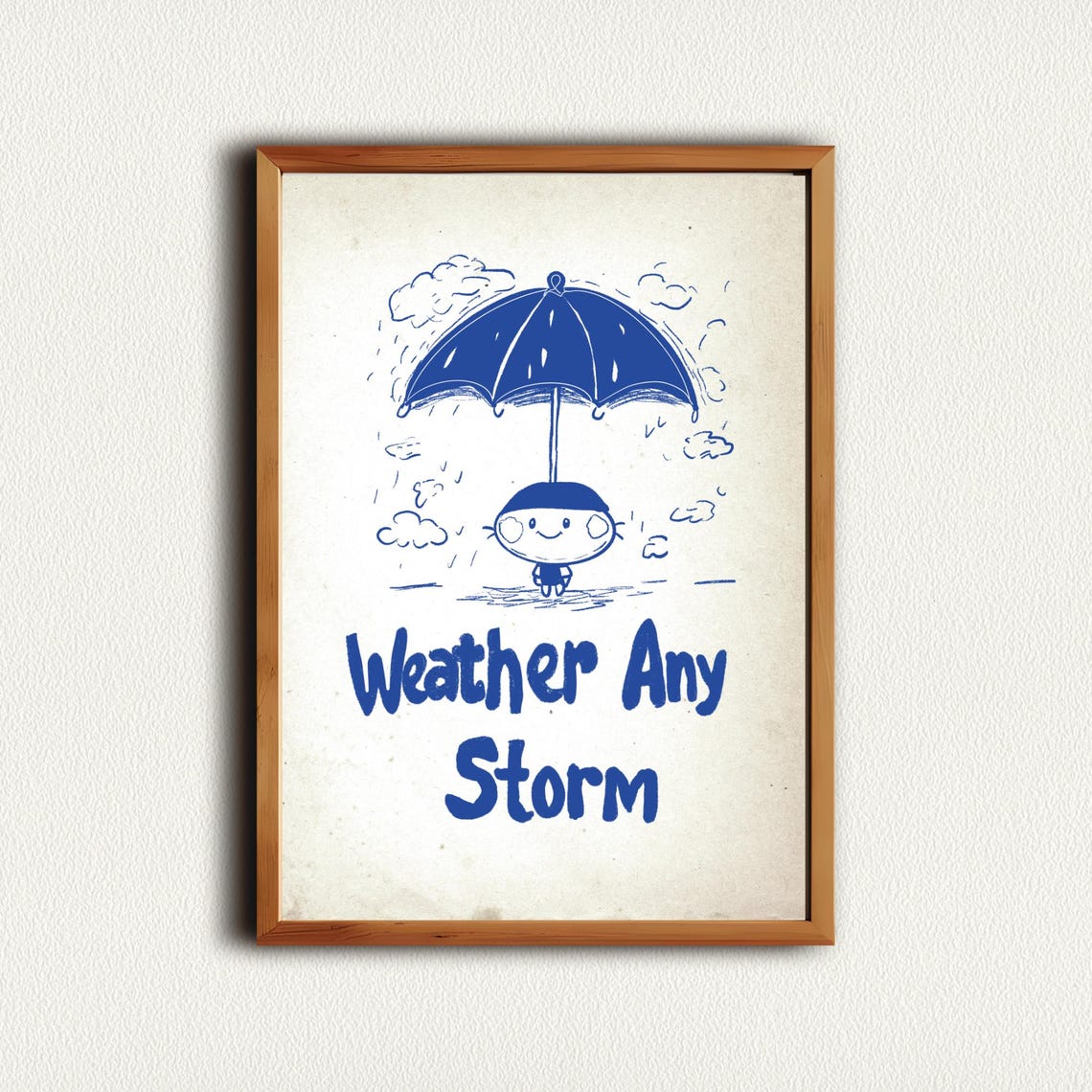Weather Any Storm Cute Umbrella Rain Motivational Quote Poster - Image 4