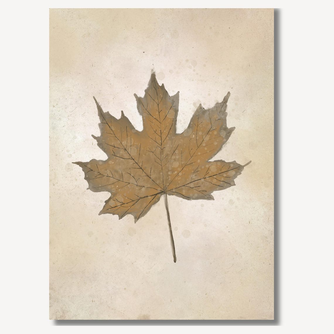 Golden Brown Maple Leaf Single Leaf Vintage Botanical Wall Art - Image 2