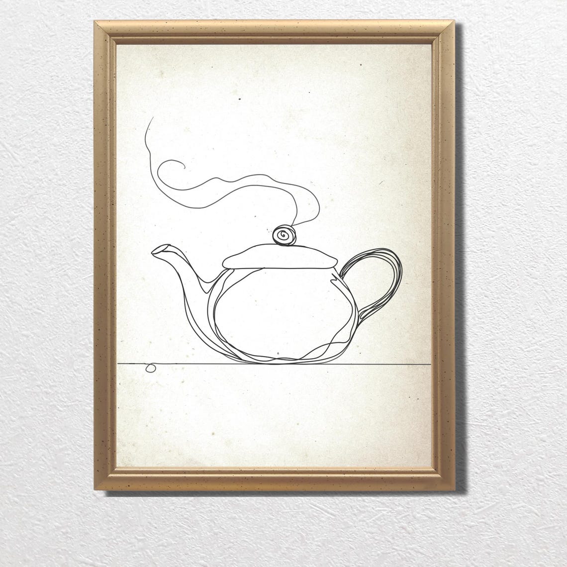 Minimalist Continuous Line Art Teapot Steam Kitchen Wall Poster - Image 3