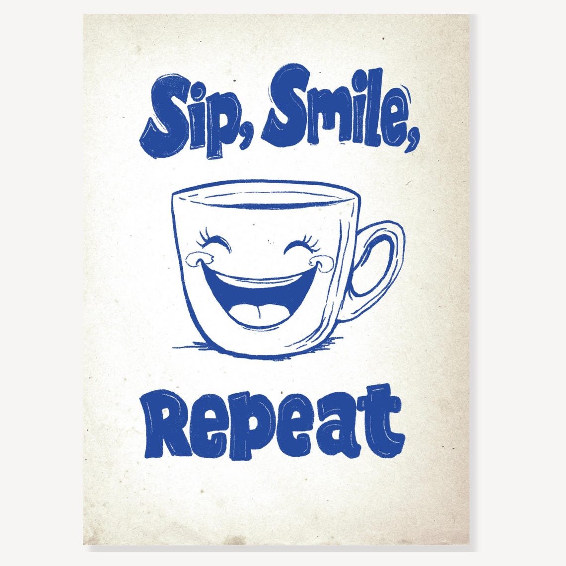 Sip Smile Repeat Laughing Coffee Cup Funny Kitchen Quote Poster - Image 2