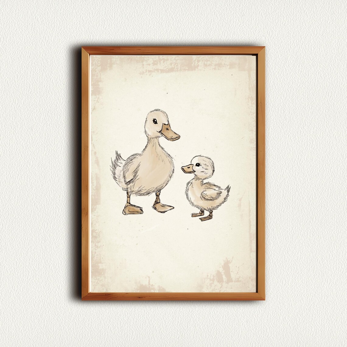 Vintage Mother Duck And Duckling Nursery Art Print - Image 4