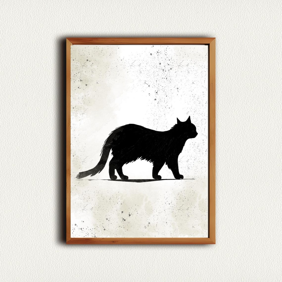 Black Cat Silhouette Walking Gracefully Moody Ink Art Poster - Image 5
