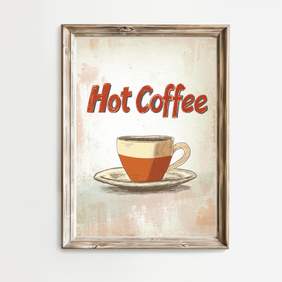 Hot Coffee Cup Vintage Retro Diner Breakfast Kitchen Artwork Poster
