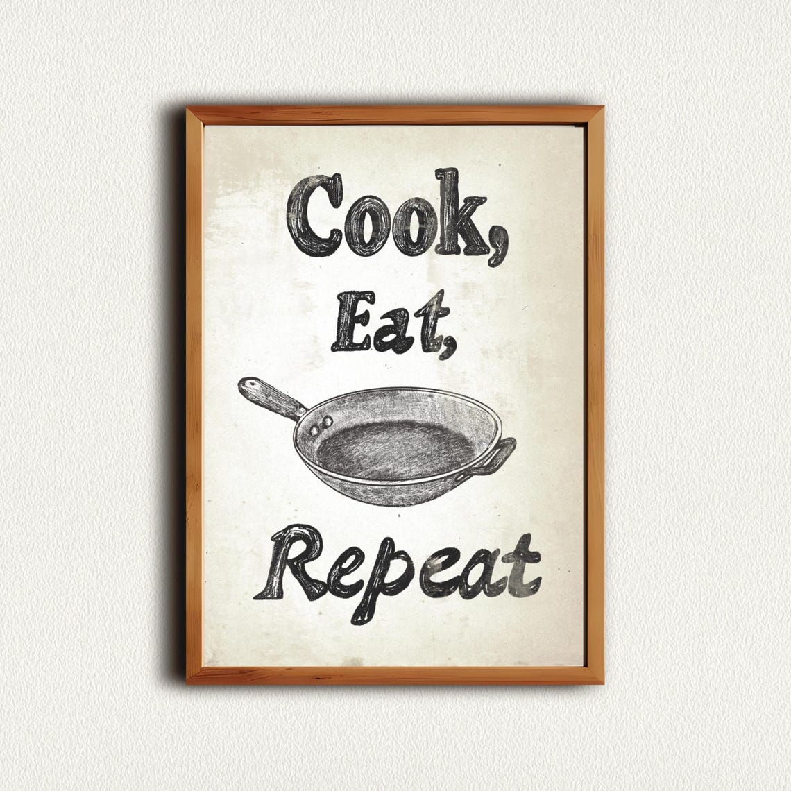Cook Eat Repeat Vintage Skillet Rustic Farmhouse Kitchen Poster - Image 4