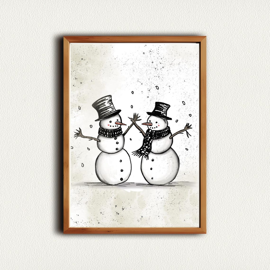 Two Dancing Snowmen in Top Hats Vintage Holiday Party Poster - Image 4