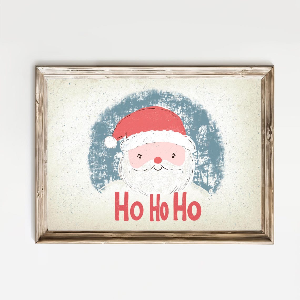 Whimsical Smiling Santa Face Ho Ho Ho Nursery Christmas Wall Art