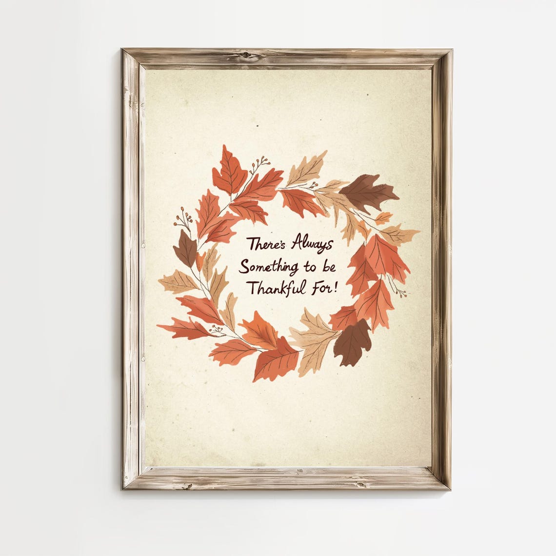 Always Something To Be Thankful For Autumn Leaf Wreath Quote Poster
