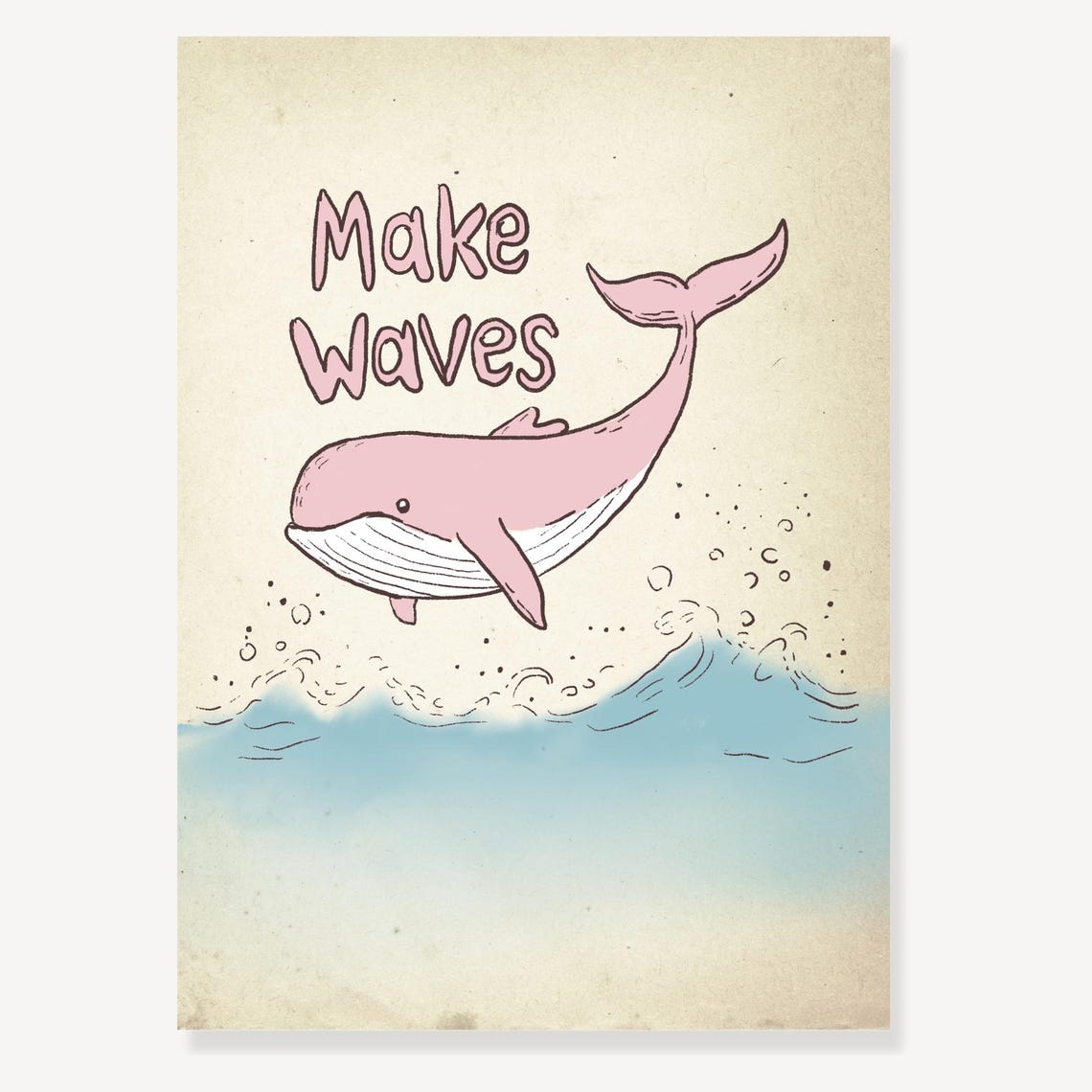 Make Waves Cute Pink Whale Kids Nursery Room Affirmation Poster - Image 2