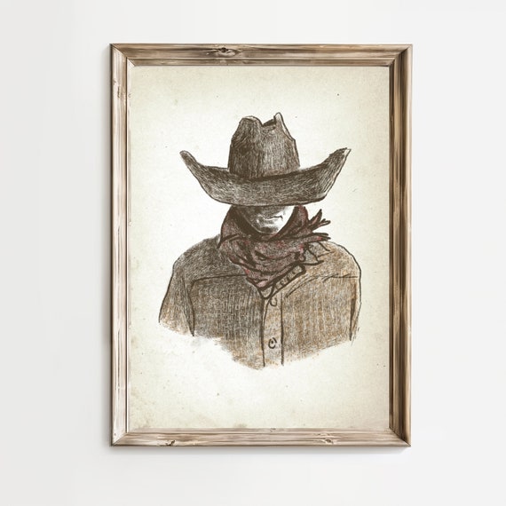 Cowboy Western Print Vintage Wall Art Decor Southwestern Country Art Rustic Room Prints