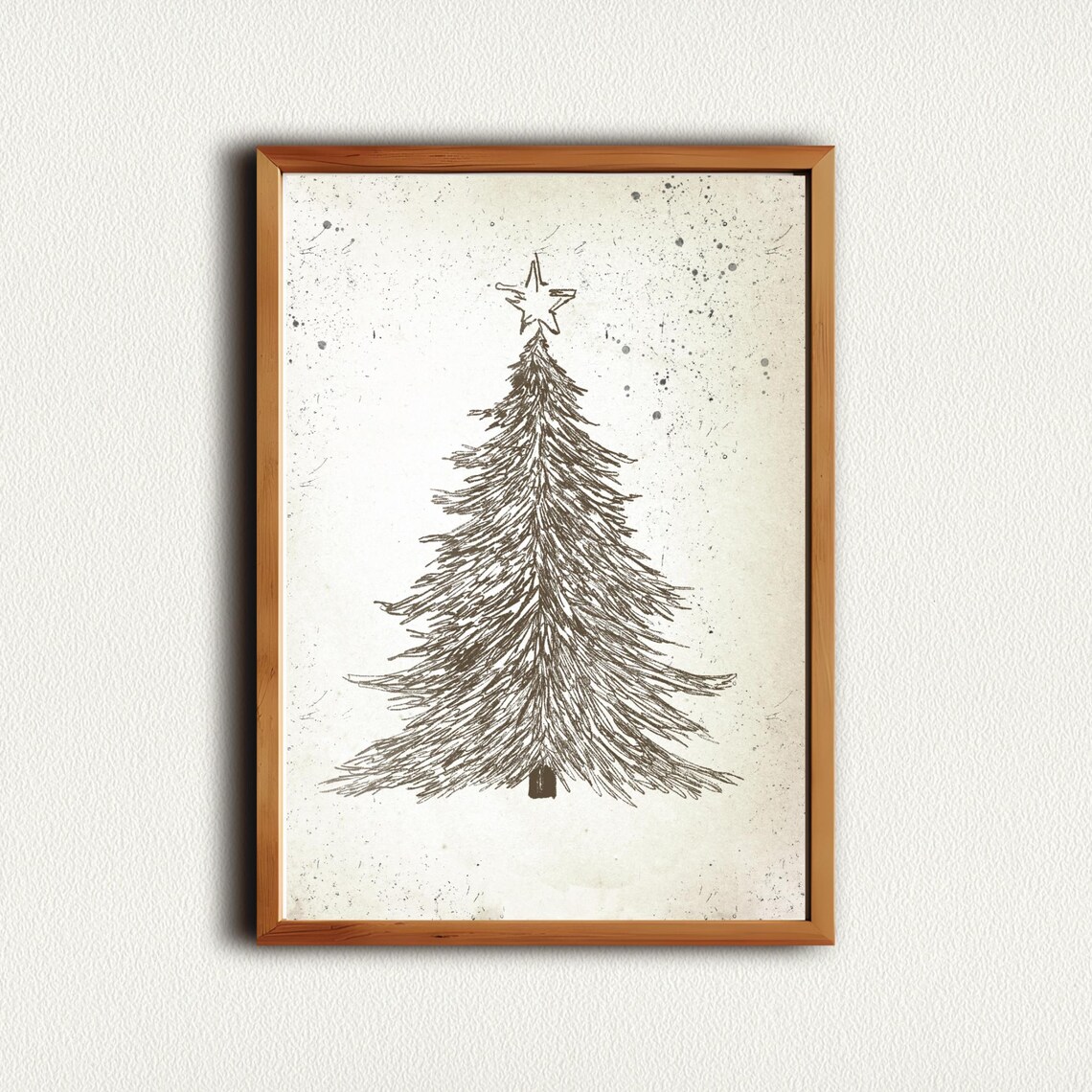 Hand Drawn Christmas Tree Star Topper Neutral Holiday Wall Art - Image 4