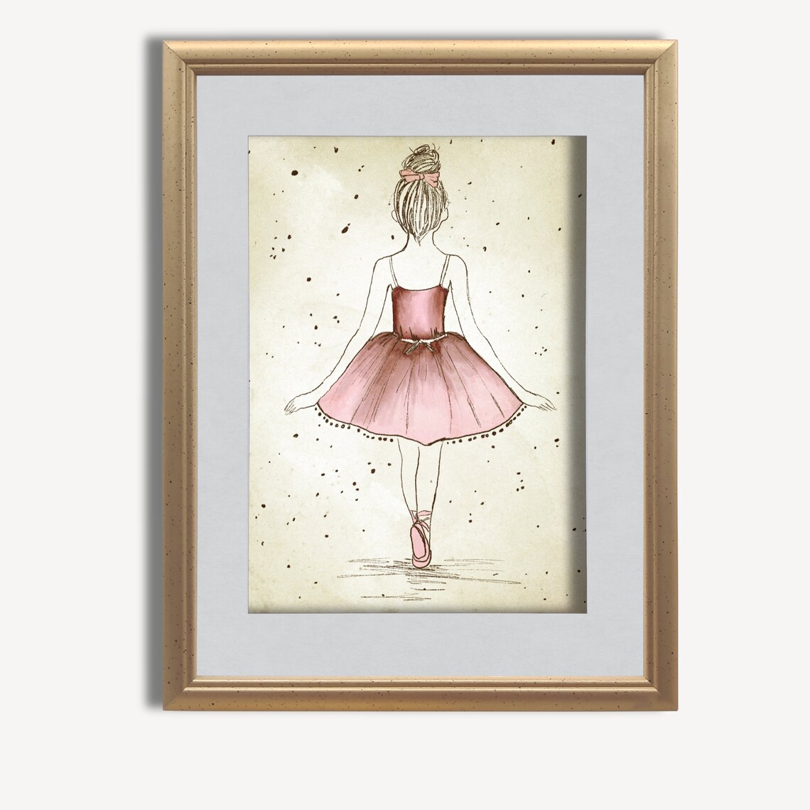 Classic Vintage Ballerina Pink Tutu Sketch Girls Room Poster - Image 3