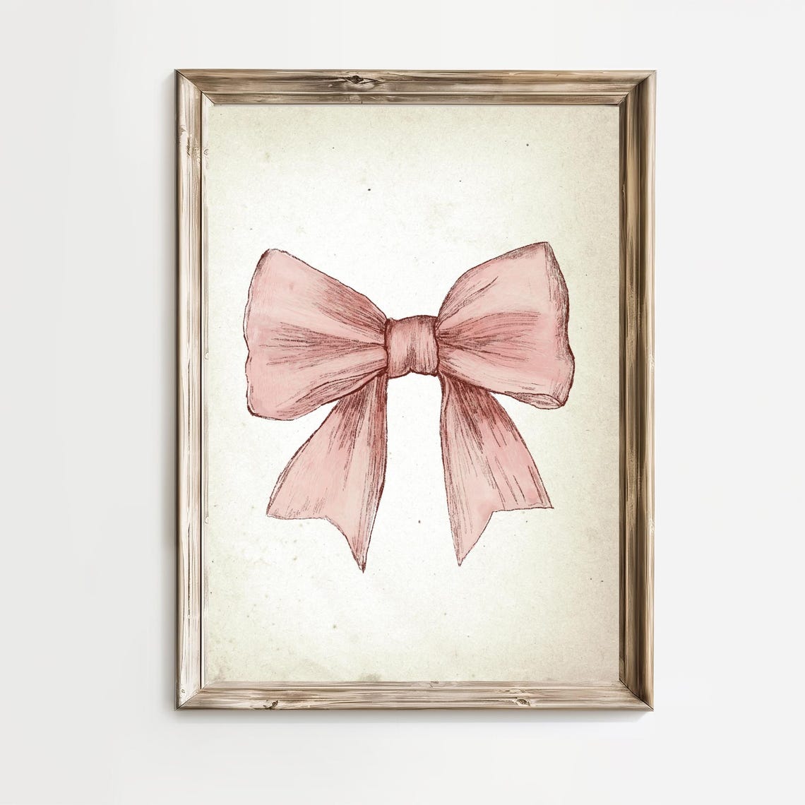 Blush Pink Bow Sketch Minimalist Preppy Chic Nursery Wall Art