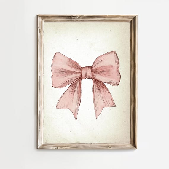 Pink Cowgirl Bow Print Vintage Western Wall Art Southwestern Country Art Rustic Room Prints Preppy Wall Decordigital