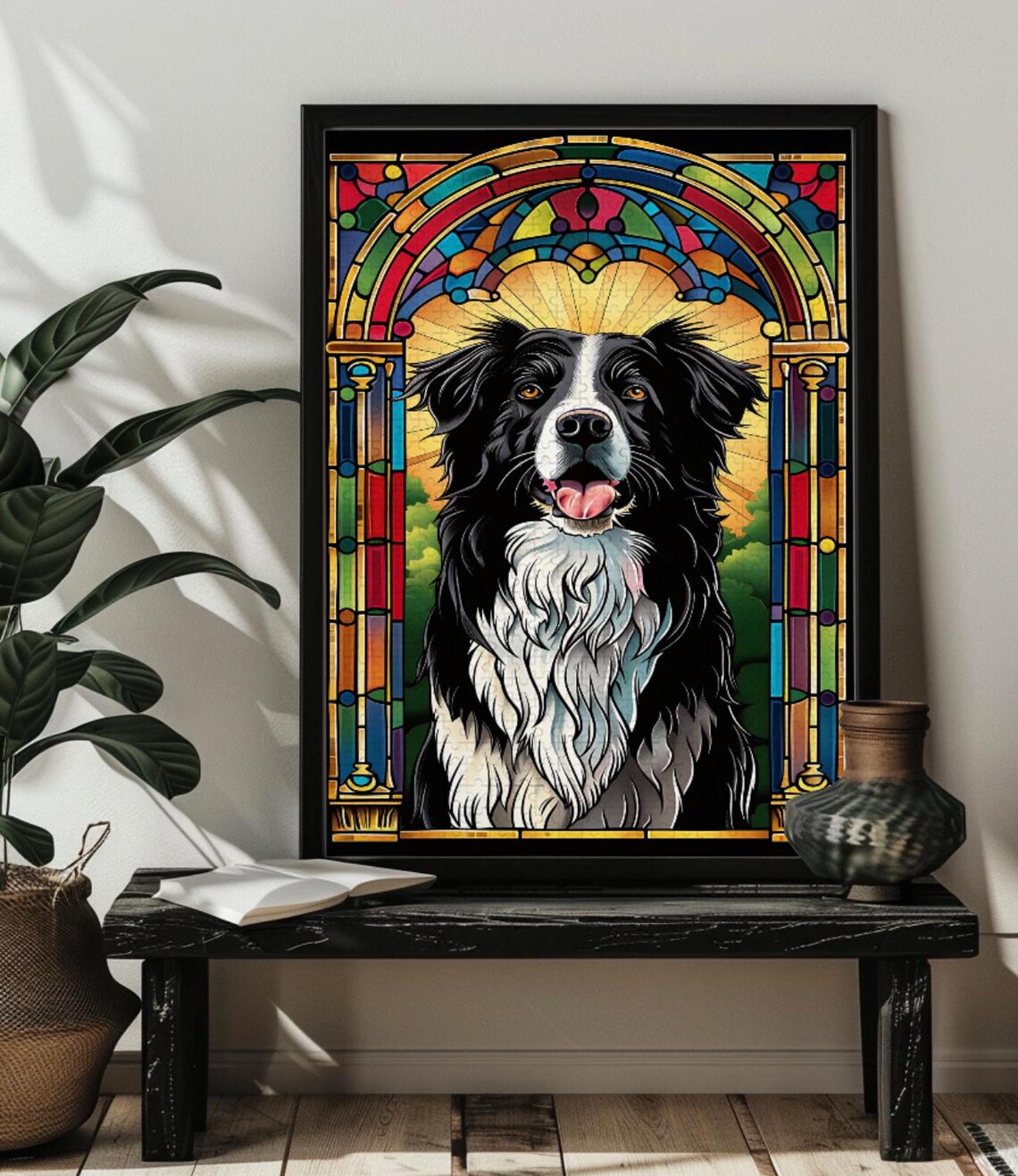 Stained Glass Border Collie Dog Lover Art Print