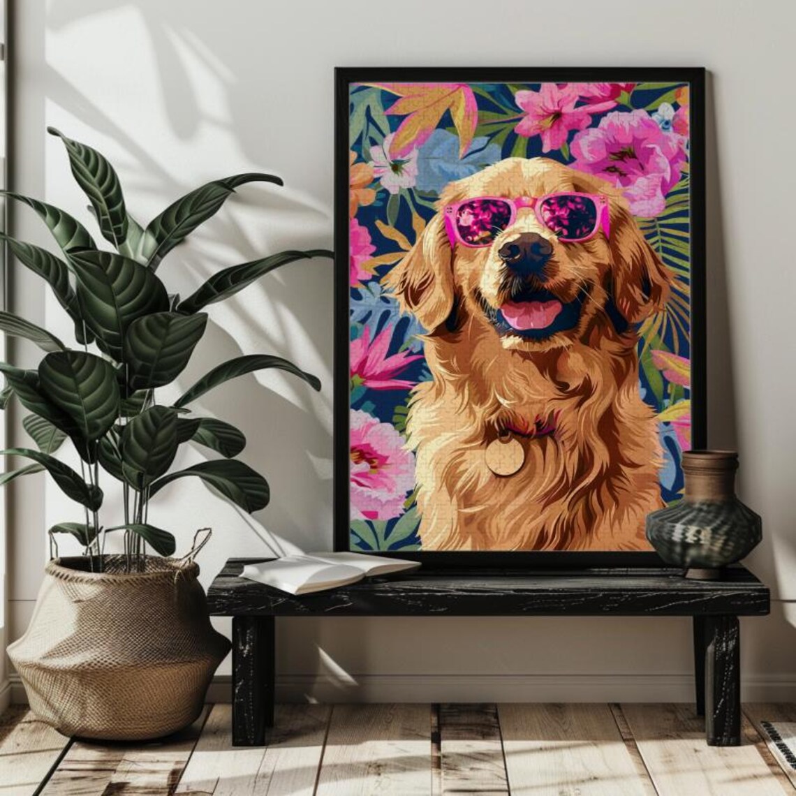 Fashion Golden Retriever Jigsaw Puzzledogs Lovers Giftgolden Retriever Floral Puzzles3005001000 Wood Picture Puzzle Gift For Dadmom - Image 3
