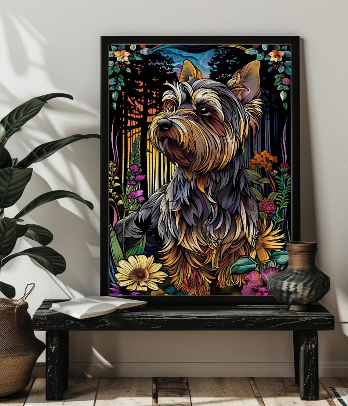 Stained Glass Yorkshire Terrier Dog Art Print - Image 4